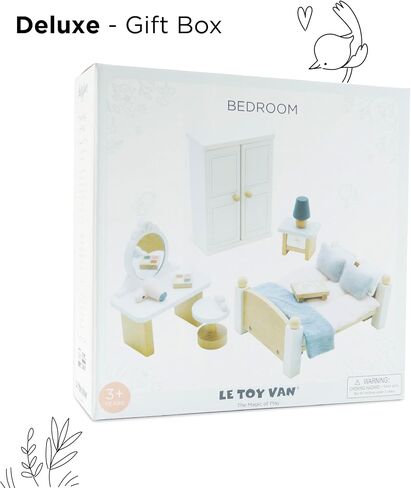 Le Toy Van - Wooden Daisylane Master Bedroom Dolls House | Accessories Play Set For Dolls Houses | Girls and Boys Dolls House Furniture Sets - Suitable For Ages 3+, ME057, Small in Saudi Arabia