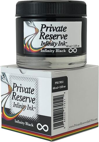 Private Reserve Ink® INFINITY - 60 ml Ink Bottle for Fountain Pen (Infinity Black) ECO Formula (PR17051), Black in Kuwait