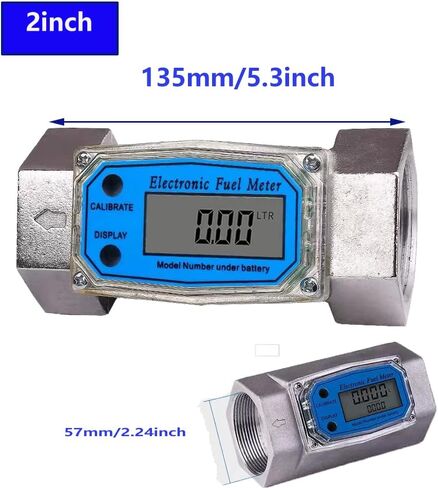 2Inch Digital Fuel Turbine Aluminum Flowmeter with LCD Display,2″ FNPT Inlet/Outlet (60-500 LPM)-Unit of Measurement Support L/GAL/PTS/QTS (2inch) in Saudi Arabia