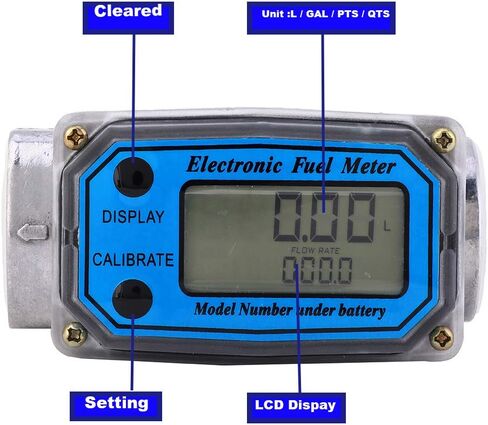 2Inch Digital Fuel Turbine Aluminum Flowmeter with LCD Display,2″ FNPT Inlet/Outlet (60-500 LPM)-Unit of Measurement Support L/GAL/PTS/QTS (2inch) in Saudi Arabia