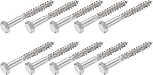 Hex Lag Screws (M8x60mm)10Pcs, 304 Stainless Steel Self-Tapping Wood Bolts - for Household Applications in Saudi Arabia