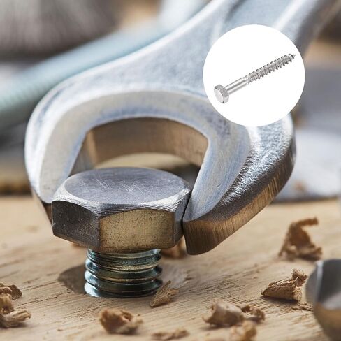 Hex Lag Screws (M8x60mm)10Pcs, 304 Stainless Steel Self-Tapping Wood Bolts - for Household Applications in Saudi Arabia