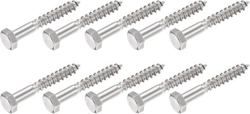Hex Lag Screws (M8x60mm)10Pcs, 304 Stainless Steel Self-Tapping Wood Bolts - for Household Applications in Saudi Arabia