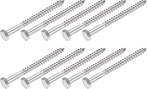 Hex Lag Screws (M8x60mm)10Pcs, 304 Stainless Steel Self-Tapping Wood Bolts - for Household Applications in Saudi Arabia