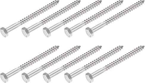 Hex Lag Screws (M8x60mm)10Pcs, 304 Stainless Steel Self-Tapping Wood Bolts - for Household Applications in Saudi Arabia
