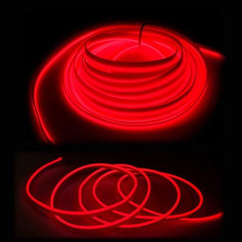 El Wire Red Interior Car LED Strip Lights, 3m neon Wire 12V with Fuse Protection for Automotive Car Interior Decoration with 6mm Sewing Edge in Saudi Arabia