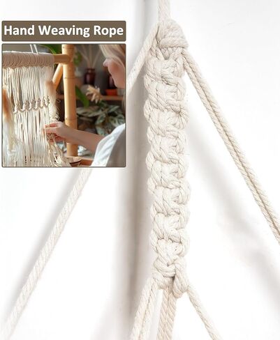 أرفف زاوية، أرفف خشبية معلقة على الحائط من Macrame، ديكور بوهو منسوج يدويًا من الحبال البيضاء على الحائط، حامل شماعات نباتية لغرفة النوم والحمام وغرفة المعيشة in Kuwait