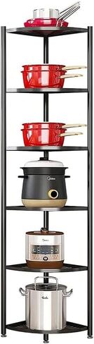 MYOYAY 6-Tier Corner Pot Rack Kitchen Corner Shelf Triangular Storage Shelf Carbon Steel Cookware Stand Home Storage Organizer Holder for Pans Pots and Kettles in Saudi Arabia