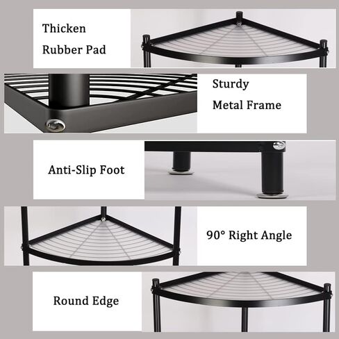 MYOYAY 6-Tier Corner Pot Rack Kitchen Corner Shelf Triangular Storage Shelf Carbon Steel Cookware Stand Home Storage Organizer Holder for Pans Pots and Kettles in Saudi Arabia