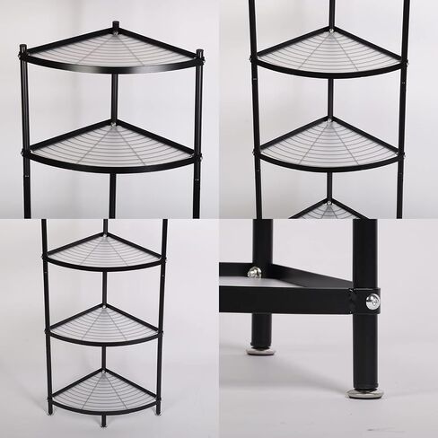 MYOYAY 6-Tier Corner Pot Rack Kitchen Corner Shelf Triangular Storage Shelf Carbon Steel Cookware Stand Home Storage Organizer Holder for Pans Pots and Kettles in Saudi Arabia