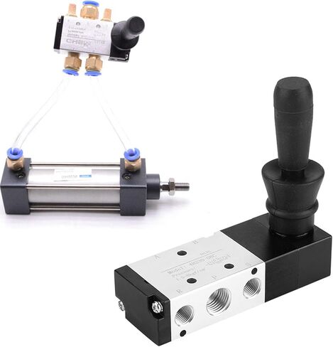 Oumefar G1/8 صمام التحكم في الهواء 3 أوضاع 5 طرق للتحكم في التدفق صمام يدوي صمام ميكانيكي هوائي رافعة يدوية تعمل بصمام الملف اللولبي (4H230-08) in Kuwait