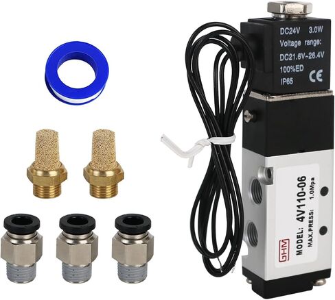 GHM بضغط الهواء صمام الملف اللولبي 4V210-08 1/4 ''npt DC24V ملف واحد يعمل بالطيار صمام الملف اللولبي الكهربائي 5Way2Position in Kuwait