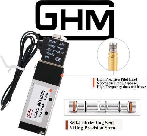 GHM بضغط الهواء صمام الملف اللولبي 4V210-08 1/4 ''npt DC24V ملف واحد يعمل بالطيار صمام الملف اللولبي الكهربائي 5Way2Position in Kuwait