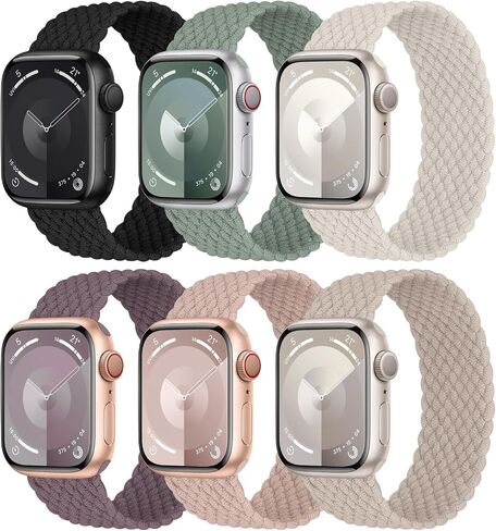 حلقة منفردة مضفرة متوافقة مع سوار ساعة Apple 40 مم 41 مم 38 مم 42 مم 44 مم 45 مم 49 مم للنساء والرجال، أشرطة مرنة من النايلون قابلة للتمدد لسلسلة iWatch 9 8 7 6 5 4 3 2 1 Ultra Ultra 2 SE SE 2 in Kuwait
