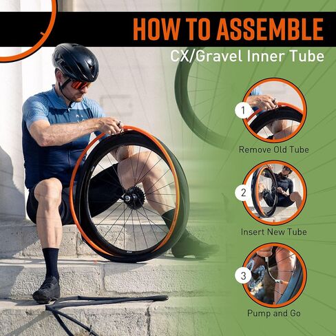 Tubolito CX/Gravel 700C x 32-50 مم، 42 مم / 60 مم صمام بريستا | خفيفة وقوية وصغيرة الحجم | توافق الحافة والفرامل القرصية in Kuwait