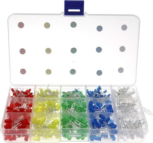 SING F LTD 500 Pcs Ultra Bright 3mm and 5mm 5 Colors Led Light Bulb Lamp Box Assortment Diodes Kit Set for DIY Experiments Repair in Saudi Arabia