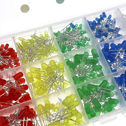 SING F LTD 500 Pcs Ultra Bright 3mm and 5mm 5 Colors Led Light Bulb Lamp Box Assortment Diodes Kit Set for DIY Experiments Repair in Saudi Arabia