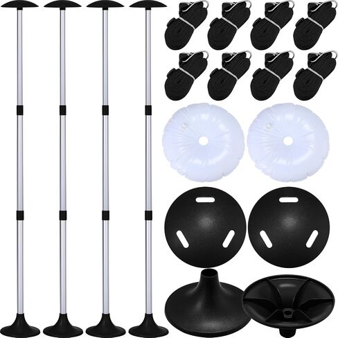 20 Pcs Boat Cover Support System Include 4 Pcs Telescopic Adjustable Height Aluminum Boat Cover Support Poles 12 Pcs Webbing Straps 4 Pcs Weight Bag Hull Boat Jon Boat Accessories (Black) in Saudi Arabia