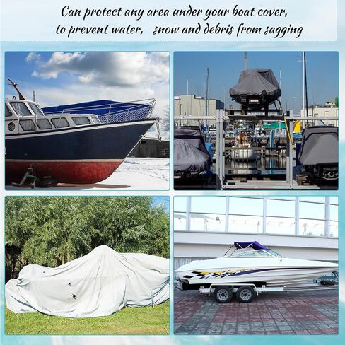 20 Pcs Boat Cover Support System Include 4 Pcs Telescopic Adjustable Height Aluminum Boat Cover Support Poles 12 Pcs Webbing Straps 4 Pcs Weight Bag Hull Boat Jon Boat Accessories (Black) in Saudi Arabia