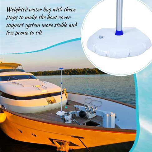 20 Pcs Boat Cover Support System Include 4 Pcs Telescopic Adjustable Height Aluminum Boat Cover Support Poles 12 Pcs Webbing Straps 4 Pcs Weight Bag Hull Boat Jon Boat Accessories (Black) in Saudi Arabia