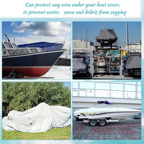 20 Pcs Boat Cover Support System Include 4 Pcs Telescopic Adjustable Height Aluminum Boat Cover Support Poles 12 Pcs Webbing Straps 4 Pcs Weight Bag Hull Boat Jon Boat Accessories (Black) in Saudi Arabia
