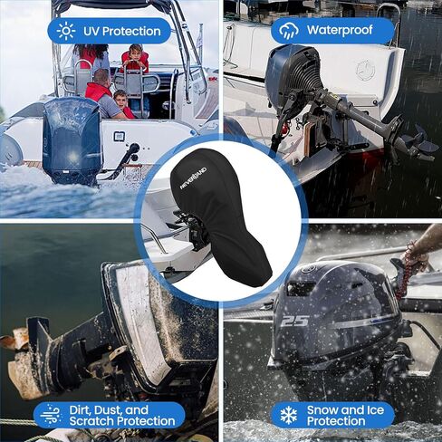 NEVERLAND Outboard Motor Cover Trailerable Full Boat Motor Cover Heavy Duty Water Resistant Fade and Crack Outboard Engine Covers with Zipper, Fits 100-150HP Motor in Saudi Arabia