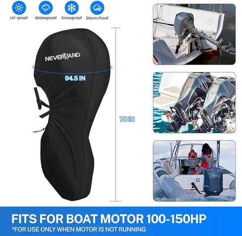 NEVERLAND Outboard Motor Cover Trailerable Full Boat Motor Cover Heavy Duty Water Resistant Fade and Crack Outboard Engine Covers with Zipper, Fits 100-150HP Motor in Saudi Arabia