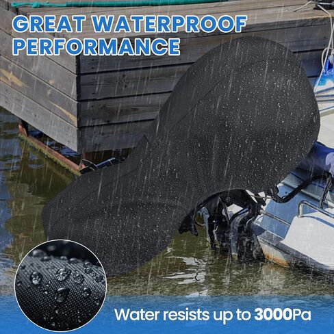 NEVERLAND Outboard Motor Cover Trailerable Full Boat Motor Cover Heavy Duty Water Resistant Fade and Crack Outboard Engine Covers with Zipper, Fits 100-150HP Motor in Saudi Arabia