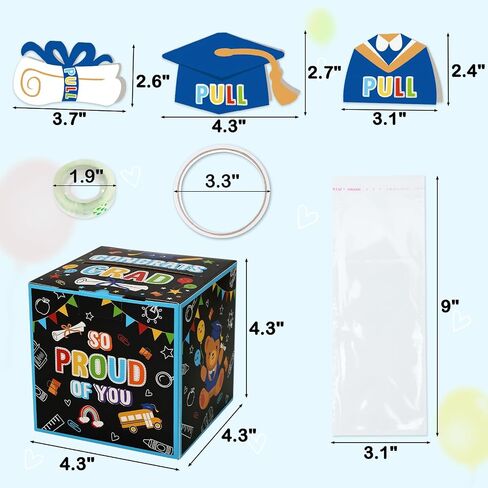 6 Pcs Elementary School Graduation Money Box Commemorate Class of 2024 with Fun and Colorful Money Gift Set, Pull-Out Card and Tape Included, Primary School Creative Party Supplies and Saving Box in Saudi Arabia