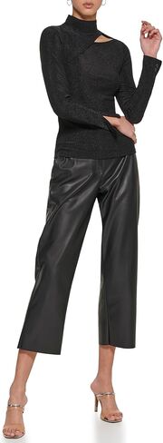 DKNY Women's Mock Neck Cutout Detail Knit Top in Saudi Arabia