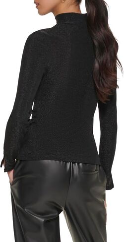 DKNY Women's Mock Neck Cutout Detail Knit Top in Saudi Arabia