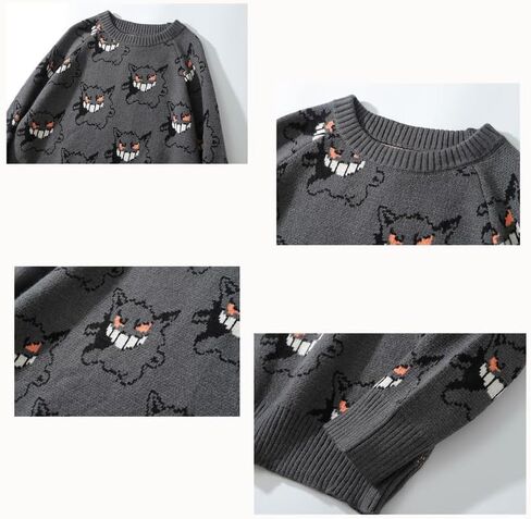 الشيطان سترة المتضخم المرأة Crewneck البلوز الخريف القوطية فضفاضة متماسكة البلوز فساتين طويلة الأكمام البلوزات in Kuwait