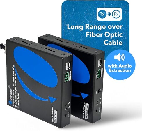 موسع OREI 4K HDMI عبر الألياف الضوئية يصل إلى 40 كم - 1G IP وضع واحد UltraHD 4K @ 60 هرتز 4:4:4 DR، CEC، مستخرج الصوت ودعم IR، مخرج صوت L/R، RS-232 - مخرج حلقة HDMI in Saudi Arabia