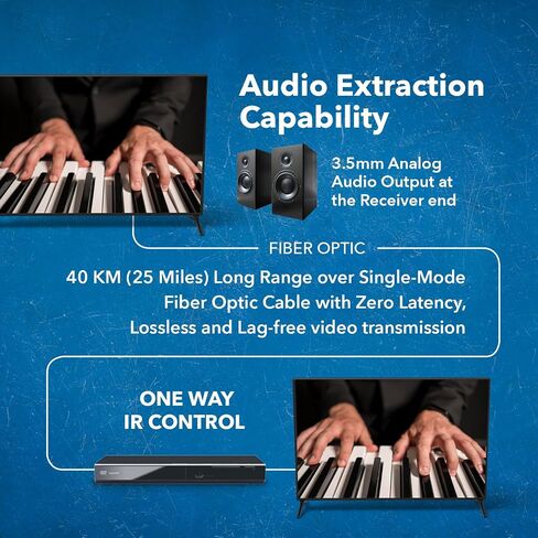 موسع OREI 4K HDMI عبر الألياف الضوئية يصل إلى 40 كم - 1G IP وضع واحد UltraHD 4K @ 60 هرتز 4:4:4 DR، CEC، مستخرج الصوت ودعم IR، مخرج صوت L/R، RS-232 - مخرج حلقة HDMI in Saudi Arabia