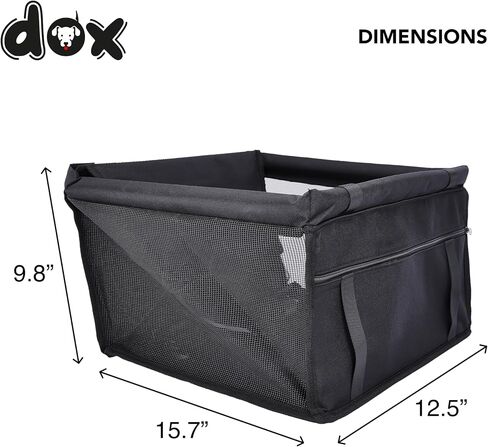 DDOXX Dog Car Seat - Black - Puppy Car Seat, Booster, and Carrier for Small Dogs & Cats - Comfortable Pet Car Seat for a Peaceful Ride - Sturdy Support and Fall Prevention -15.7Lx 12.59Wx 9.8H inches in Saudi Arabia