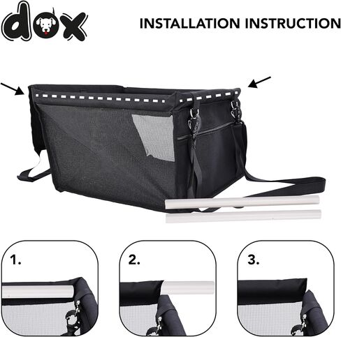DDOXX Dog Car Seat - Black - Puppy Car Seat, Booster, and Carrier for Small Dogs & Cats - Comfortable Pet Car Seat for a Peaceful Ride - Sturdy Support and Fall Prevention -15.7Lx 12.59Wx 9.8H inches in Saudi Arabia