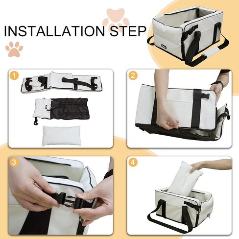 Center Console Dog Car Seat for Small Dogs Booster Chair Middle Armrest Pet Car Seat Travel Carrier Detachable Comfortable Deluxe Leather - Black in Saudi Arabia