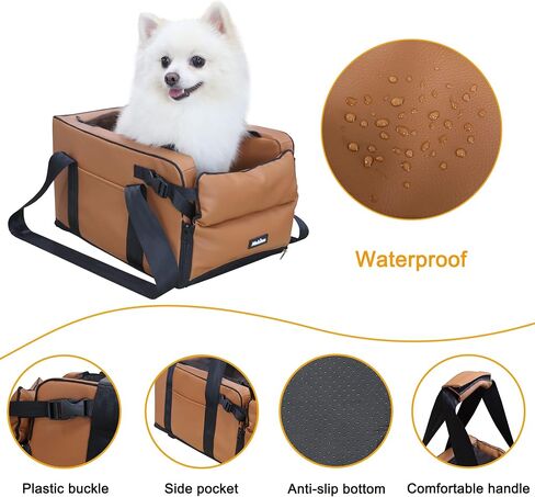 Center Console Dog Car Seat for Small Dogs Booster Chair Middle Armrest Pet Car Seat Travel Carrier Detachable Comfortable Deluxe Leather - Black in Saudi Arabia
