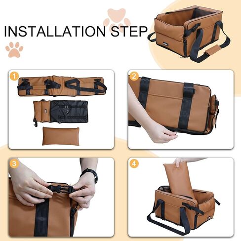 Center Console Dog Car Seat for Small Dogs Booster Chair Middle Armrest Pet Car Seat Travel Carrier Detachable Comfortable Deluxe Leather - Black in Saudi Arabia