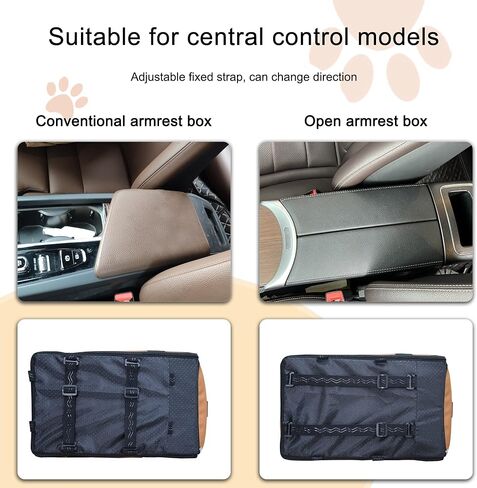 Center Console Dog Car Seat for Small Dogs Booster Chair Middle Armrest Pet Car Seat Travel Carrier Detachable Comfortable Deluxe Leather - Black in Saudi Arabia