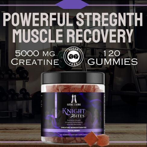 Sugar Free Creatine Monohydrate Gummies 5g for Men & Women, Chewables Creatine Monohydrate for Muscle Growth & Recovery, Vegan, Mixberry Flavor, 120 Count in Saudi Arabia