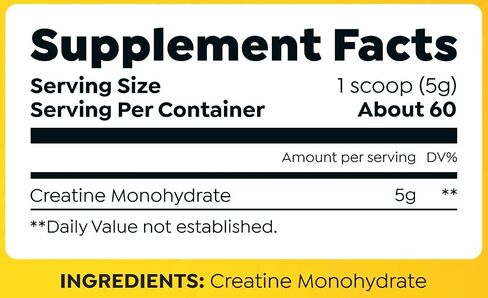 HTLT Creatine Monohydrate Powder for Men and Women - 60 Servings (300gms), Unflavored 5g Per Serve in Saudi Arabia