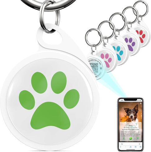 QR Code Dog Tag, Smart ID Tags, Dog Tags Personalized Lightweight Silent ID Tag for Kids Pets Bags Keys, Pack of 5 in Saudi Arabia