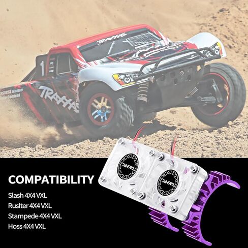 مجموعة بالوعة الحرارة VXL-3s ESC ومروحة تبريد مزدوجة المحرك، لـ 1/10 مقياس RC Car Slash 4X4 Rustler 4X4 Stampede 4X4 Hoss 4X4 VXL، ترقيات Velineon VXL 3s، استبدال 3340 in Kuwait