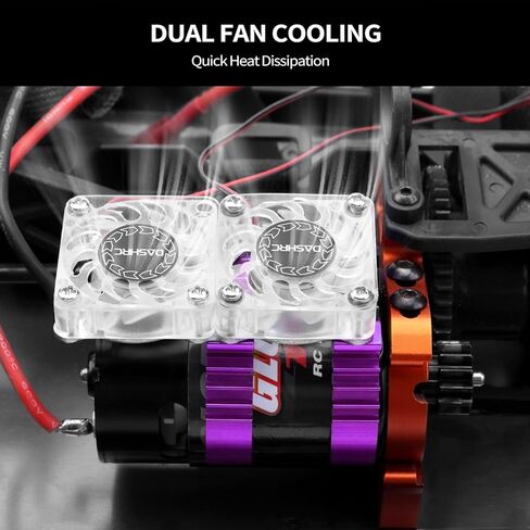 مجموعة بالوعة الحرارة VXL-3s ESC ومروحة تبريد مزدوجة المحرك، لـ 1/10 مقياس RC Car Slash 4X4 Rustler 4X4 Stampede 4X4 Hoss 4X4 VXL، ترقيات Velineon VXL 3s، استبدال 3340 in Kuwait