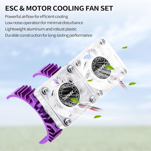 مجموعة بالوعة الحرارة VXL-3s ESC ومروحة تبريد مزدوجة المحرك، لـ 1/10 مقياس RC Car Slash 4X4 Rustler 4X4 Stampede 4X4 Hoss 4X4 VXL، ترقيات Velineon VXL 3s، استبدال 3340 in Kuwait