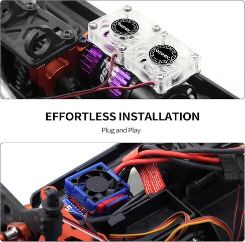 مجموعة بالوعة الحرارة VXL-3s ESC ومروحة تبريد مزدوجة المحرك، لـ 1/10 مقياس RC Car Slash 4X4 Rustler 4X4 Stampede 4X4 Hoss 4X4 VXL، ترقيات Velineon VXL 3s، استبدال 3340 in Kuwait