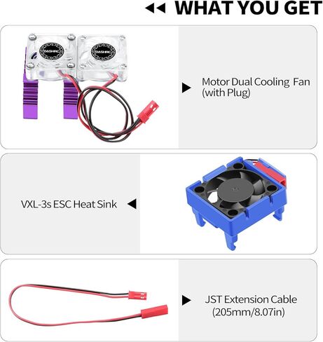 مجموعة بالوعة الحرارة VXL-3s ESC ومروحة تبريد مزدوجة المحرك، لـ 1/10 مقياس RC Car Slash 4X4 Rustler 4X4 Stampede 4X4 Hoss 4X4 VXL، ترقيات Velineon VXL 3s، استبدال 3340 in Kuwait