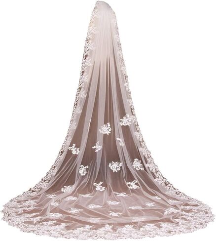 Babyonlinedress زين الدانتيل حافة كاتدرائية الحجاب الزفاف ومشط in Kuwait