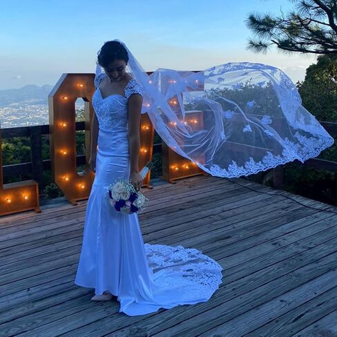 Babyonlinedress زين الدانتيل حافة كاتدرائية الحجاب الزفاف ومشط in Kuwait